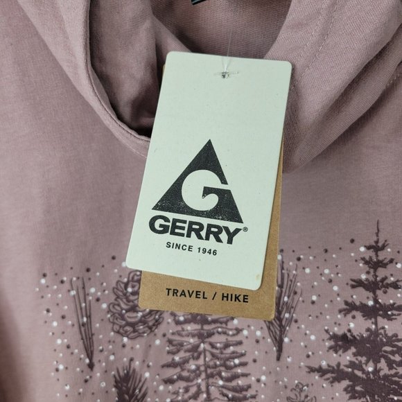New Gerry Pullover Sweatshirt size Small Funnel Collar Hooded Trees Pinecone - Picture 7 of 8